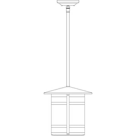 Arroyo Craftsman 11" Berkeley Long Body Stem Hung Pendant, Rustic Brown, Cream Glass BSH-11LCR-RB